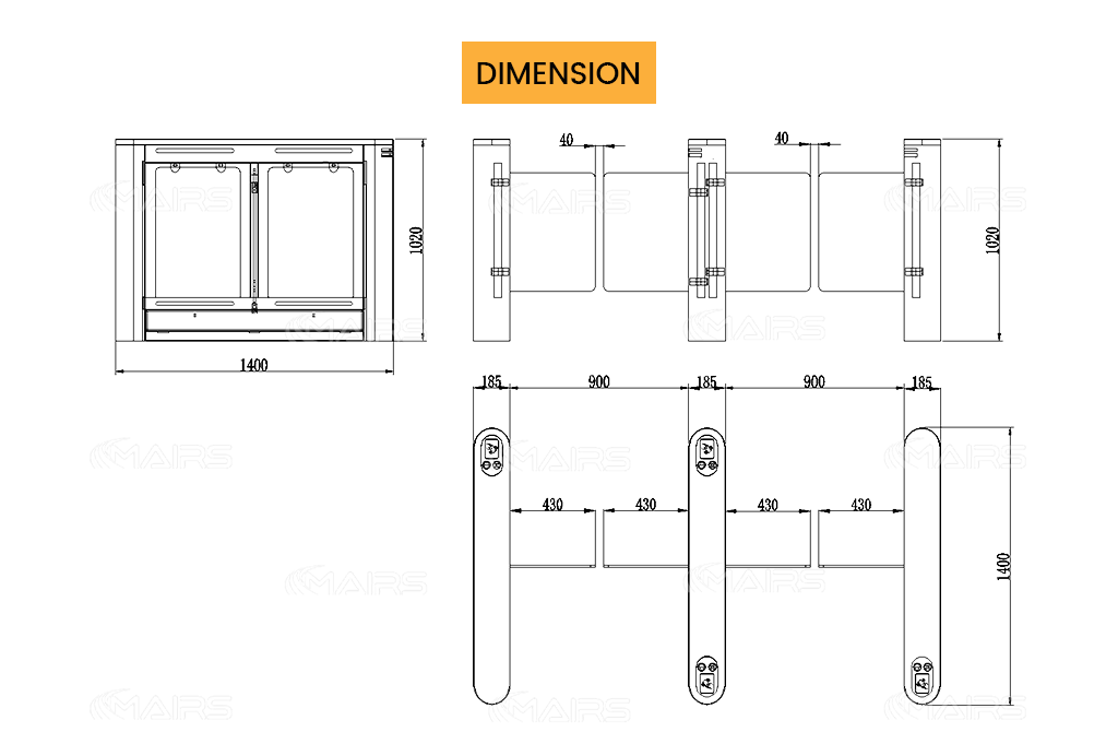 outdoor turnstile gate dimensions MT343
