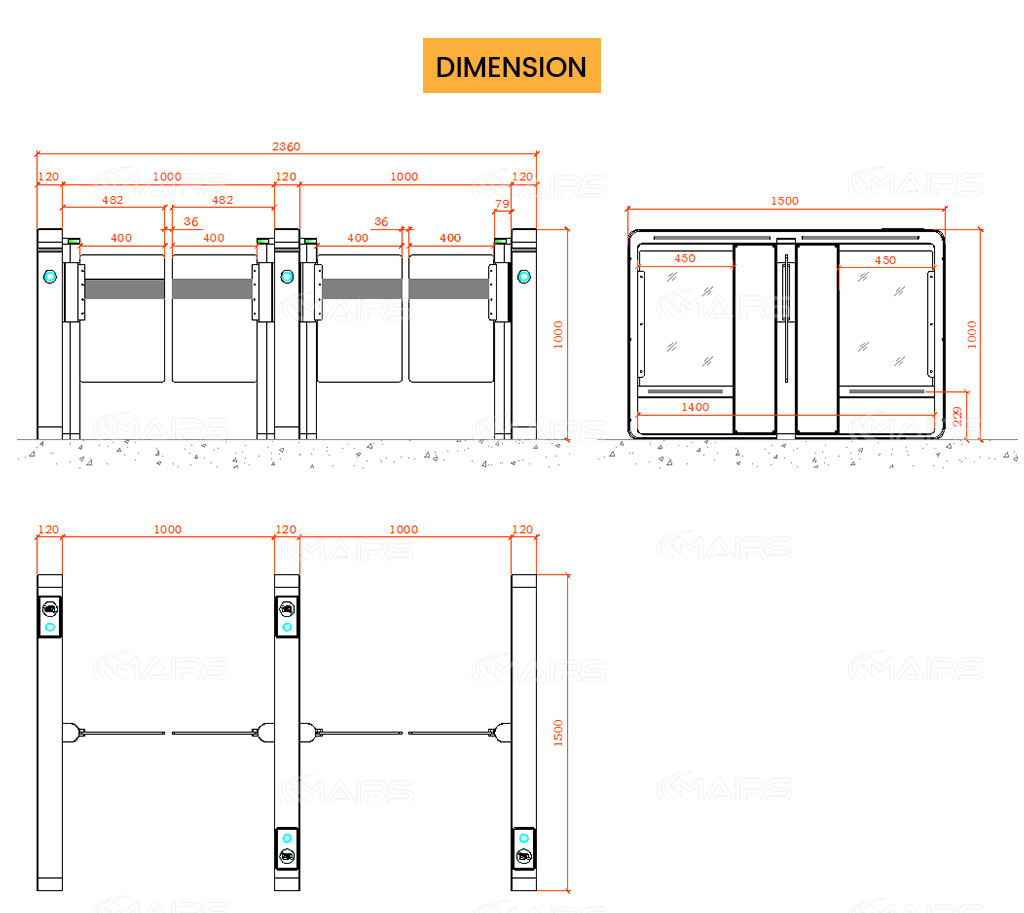 speed gates turnstile dimension L363