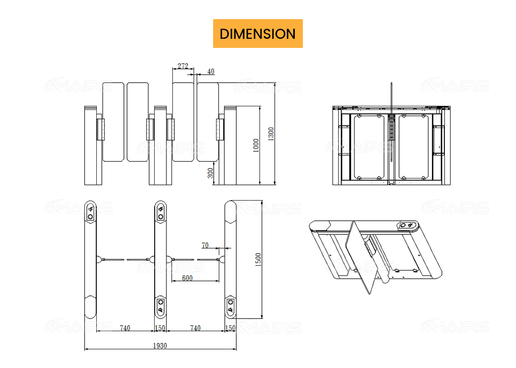 speed turnstile gate size MT351