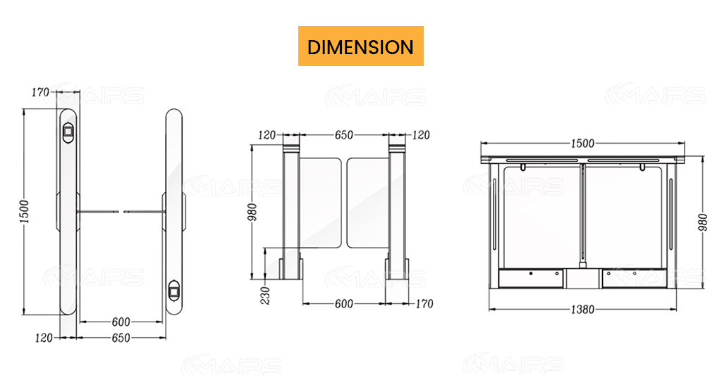 turnstile gate dimensions H318