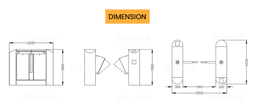 turnstile gate dimensions MT221