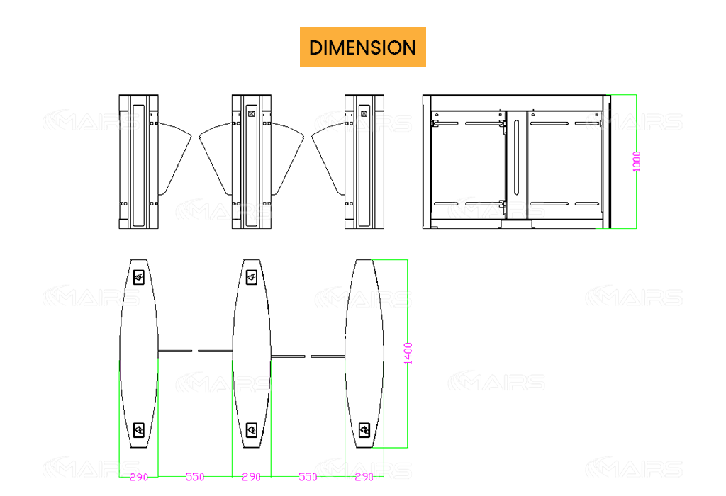 turnstile gate dimensions MT224