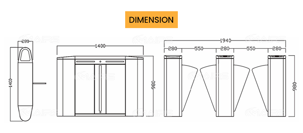 turnstile gate dimensions MT243