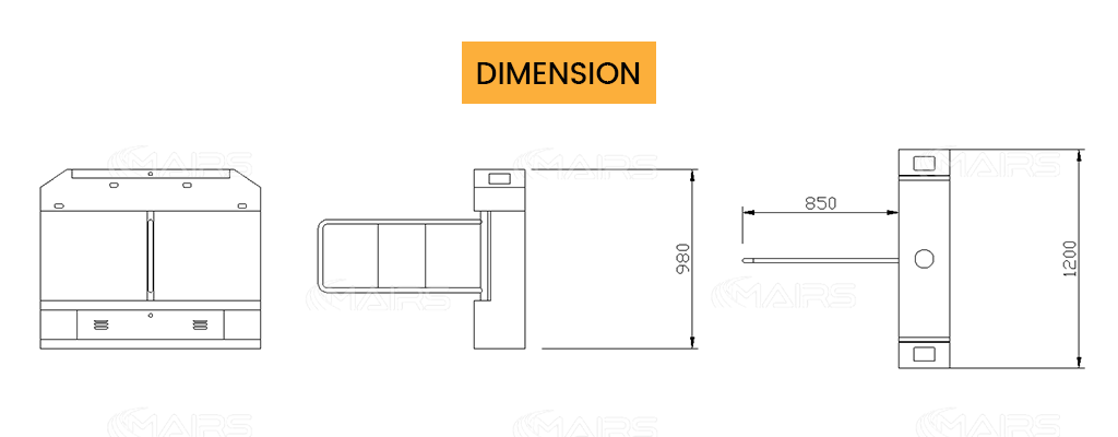 turnstile gate dimensions MT321