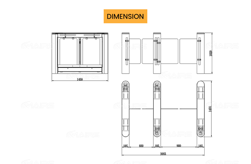 turnstile gate dimensions MT342