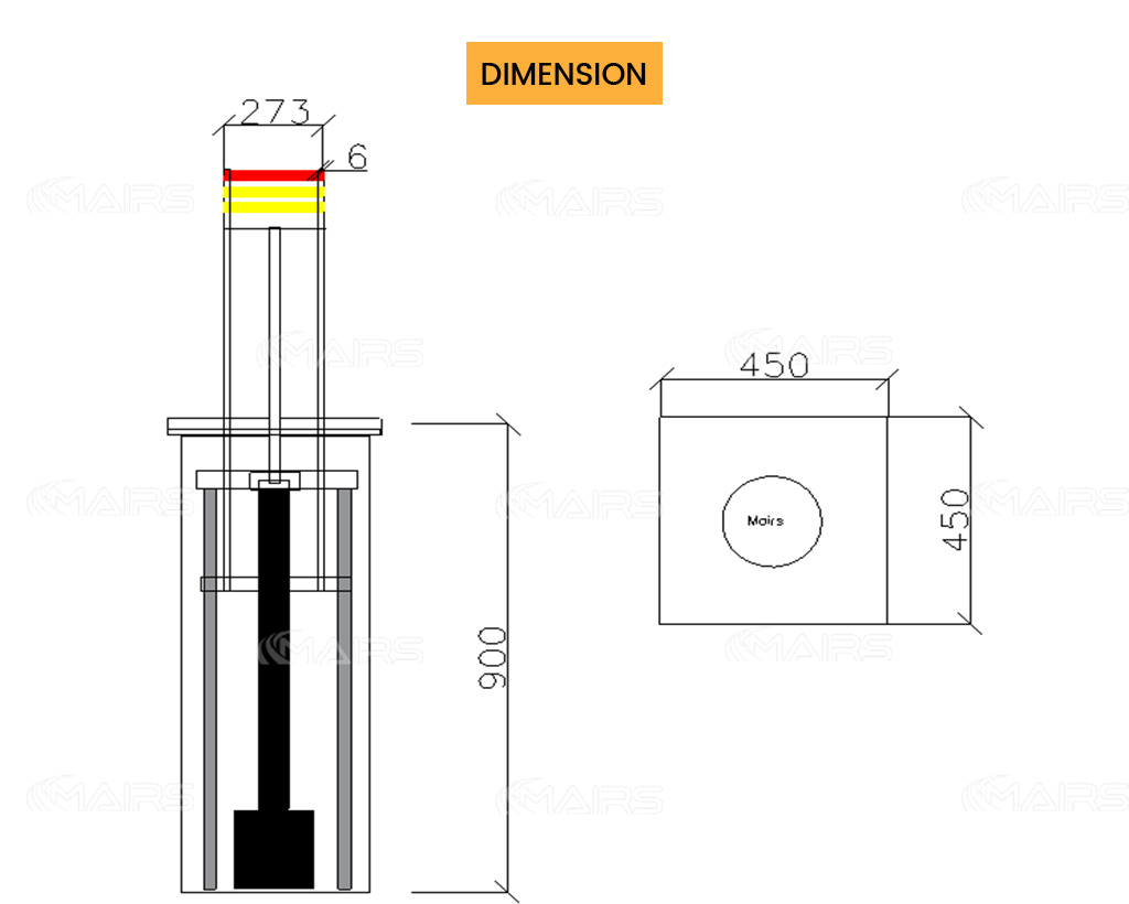 dimensión de bolardos automáticos