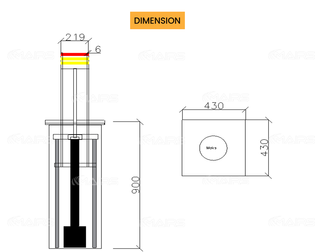 size of hydraulic bollards