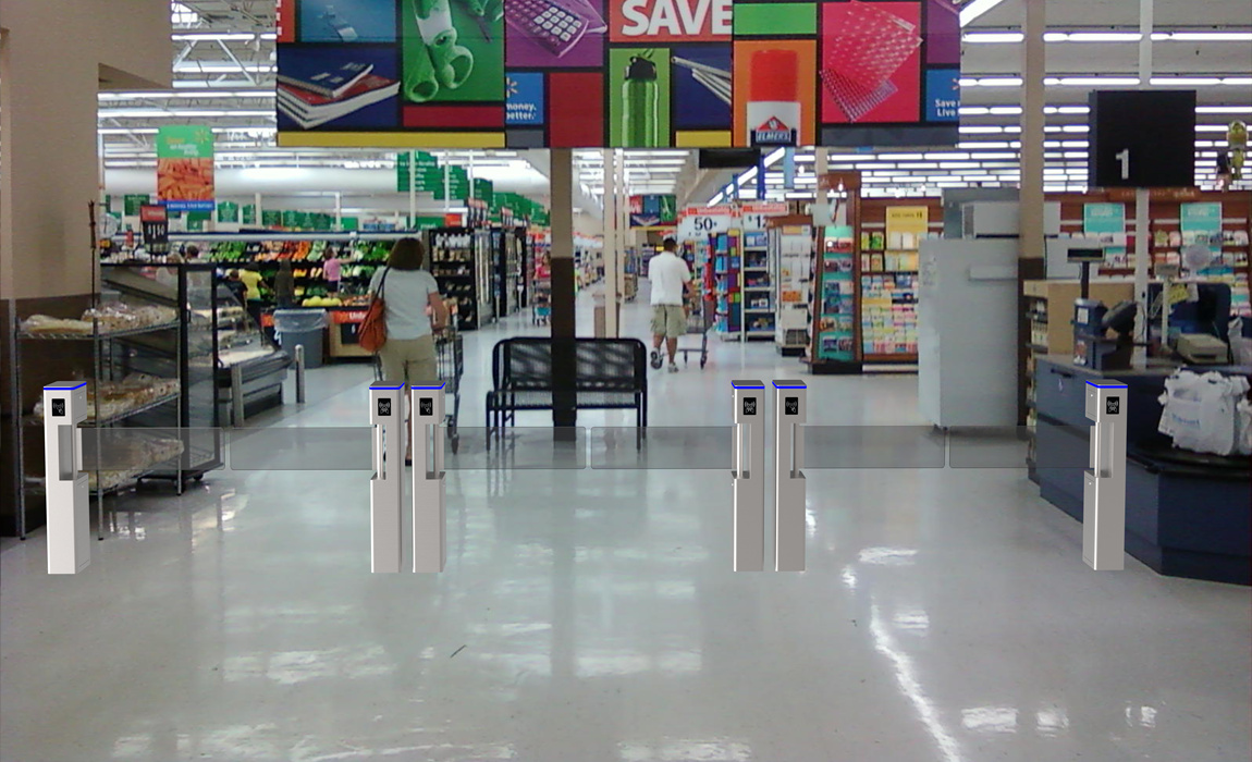 supermarket entrance turnstile