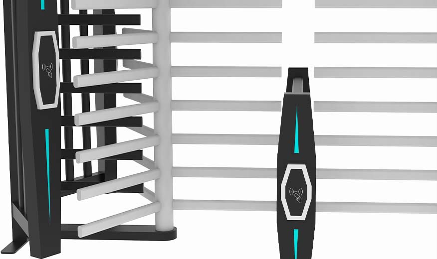 lx series full height bike turnstile swipe panel