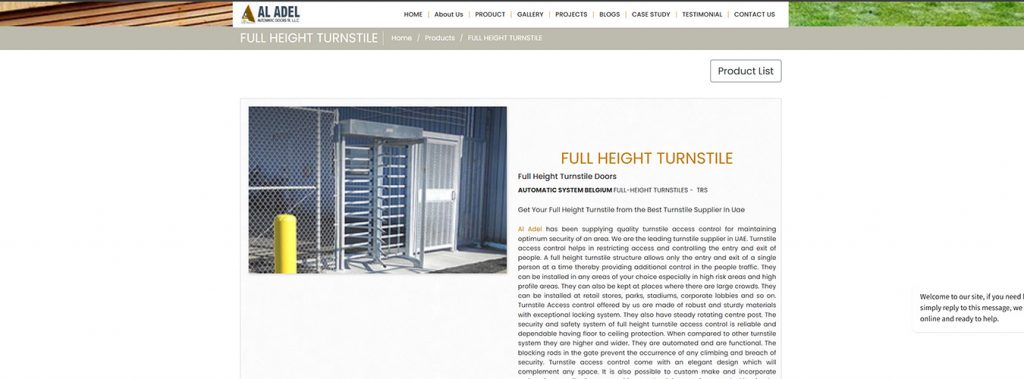 Full‑height security turnstile gate from trusted turnstile supplier in UAE for industrial site access
