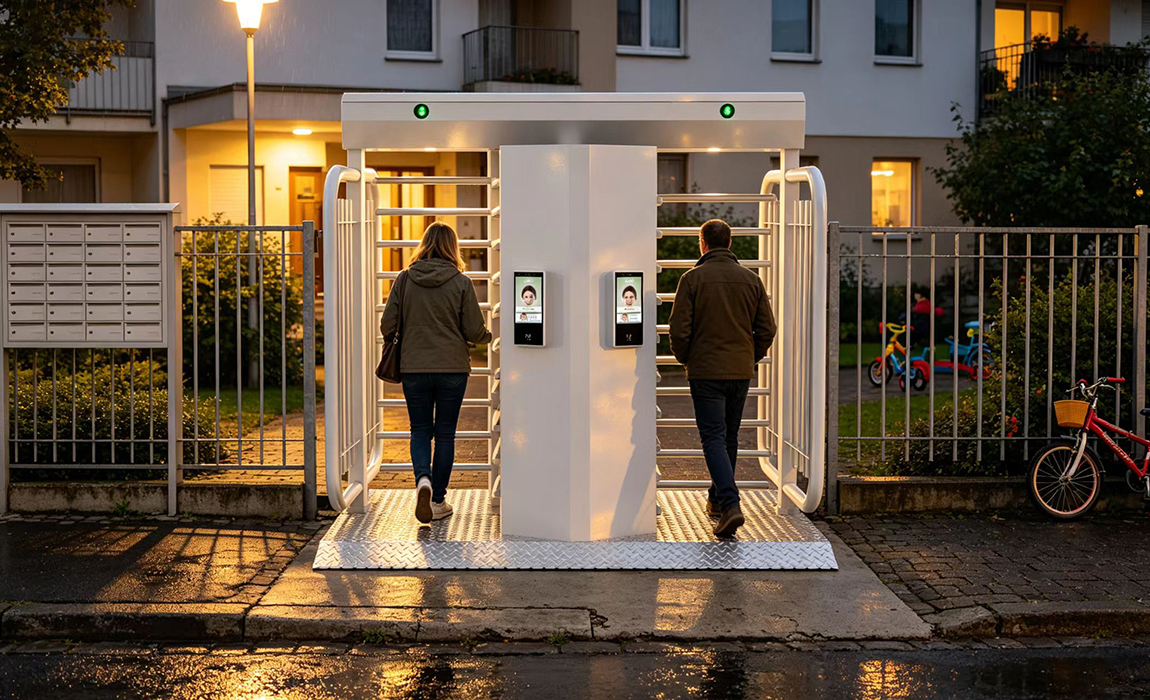 Shelter free outdoor full height turnstile barrier